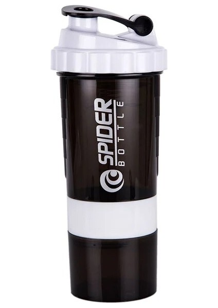 Beyaz Taşınabilir Protein Tozu Çalkalayıcı Ev Spor ve Fitness Shake Fincan 3 Katmanlı 550 ml Kupa Hap Kutusu ile Masa Dekoratif Hediye Bardak (Yurt Dışından)