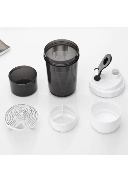 Beyaz Taşınabilir Protein Tozu Çalkalayıcı Ev Spor ve Fitness Shake Fincan 3 Katmanlı 550 ml Kupa Hap Kutusu ile Masa Dekoratif Hediye Bardak (Yurt Dışından) modelleri