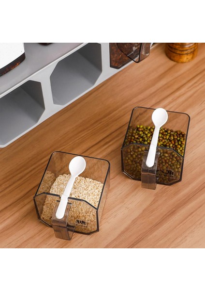 Gri 3 Izgaralı Baharat Kutuları Seti 2/3 Izgaralı Çekmece Tasarımı Duvara Monte Sos Kavanoz Seti Sızdırmaz Yerden Tasarruf Sağlayan Şeker Kapları Tuz/yağ Için Set (Yurt Dışından)