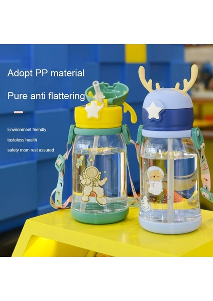 Mavi 501 600 ml Çocuklar Su Sippy Boynuz 600 ml Yaratıcı Karikatür Bebek Besleme Bardak Pipetli Sızdırmaz Şişeler Açık Çocuk Fincan (Yurt Dışından) modelleri