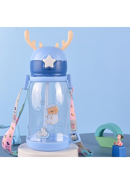 Mavi 501 600 ml Çocuklar Su Sippy Boynuz 600 ml Yaratıcı Karikatür Bebek Besleme Bardak Pipetli Sızdırmaz Şişeler Açık Çocuk Fincan (Yurt Dışından) fırsatları