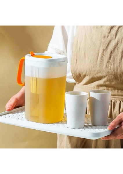 Beyaz L 2.2 Litre Su Sürahisi Kapaklı Su Sürahisi Sıcak Soğuk Içecekler Için Saplı Içecek Kapları Sıcak Soğuk Su Suyu (Yurt Dışından)