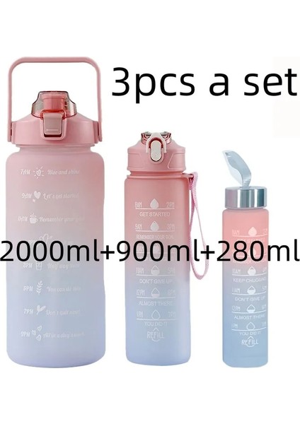 C 3 Adet Takım Elbise 2 Litre Su Şişesi Motivasyon Içme Şişesi Spor Su Şişesi Zaman Işaretleyici Çıkartmalar ile Taşınabilir Yeniden Kullanılabilir Plastik Bardaklar (Yurt Dışından) indirimleri