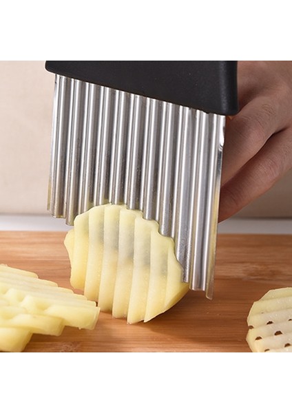 Gümüş Patates Kesici Cips Patates Kızartması Kıyıcı Makinesi Soyucu Dalga Kesim Hamur Meyve Sebze Bıçağı Tırtıklı Bıçak Patates Kızartma Makinesi Araçları (Yurt Dışından) indirimleri