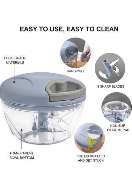 900ML Yeşil 520/900ML El Doğrayıcı Manuel Mutfak Robotu Çekme Kablosu Sebze Soğan Sarımsak Fındık Domates Etin Saniyeler Içinde Kesilmesi Için (Yurt Dışından) fırsatları