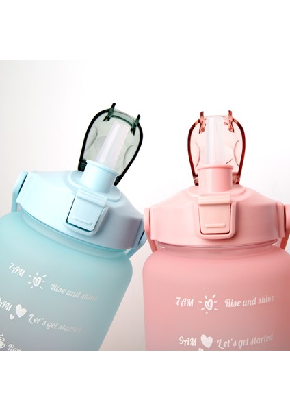 B-Transparent-06 2000ML 2 Litre Su Şişesi Plastik Bardaklar Açık Seyahat Motivasyon Içme Şişesi Spor Su Şişesi Zaman Işaretleyici Etiket Bardaklar ile (Yurt Dışından)
