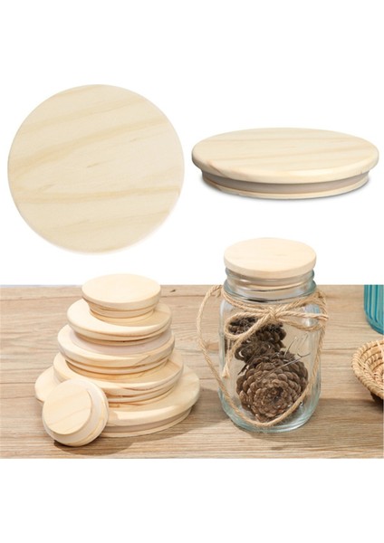 52MM Yeniden Kullanılabilir Çam Ahşap Kapak Kapakları Silikon Conta Halkası Bambu Kapaklı Mum Bardak Cam Şişe Kupa Cam Turşu Kavanozu Içme Bardağı Kapağı (Yurt Dışından)