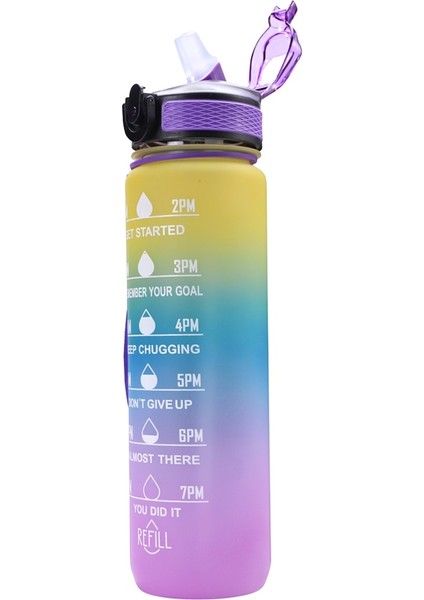 Siyah 1000 ml 1 Litre Su Şişesi Motivasyon Spor Su Şişesi Sızdırmaz Içme Şişeleri Açık Seyahat Spor Salonu Fitness Sürahiler Mutfak (Yurt Dışından)
