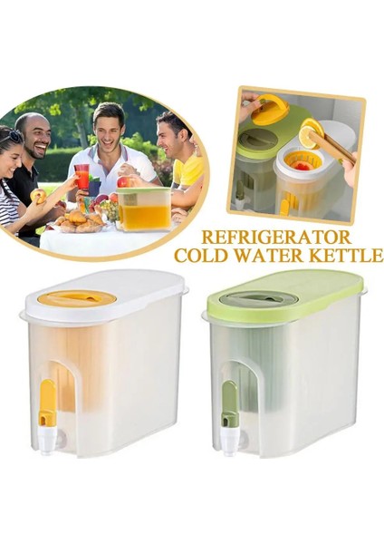 Yeşil Büyük Soğuk Su Sürahisi Musluk Filtresi ile Plastik Içecek Dispenseri Limonata Suyu Kapları Ev Buzdolabı Soğuk Su Isıtıcısı (Yurt Dışından) modelleri