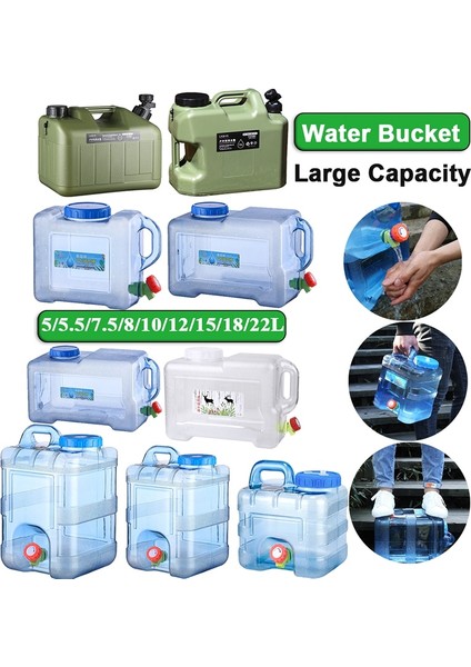 5l Açık Su Kovası Büyük Kapasiteli Sürüş Su Yiyen Kova Tankı Konteyner Musluk ile Kamp Için 5/5.5/7.5/8/10/12/15/18/22L (Yurt Dışından)