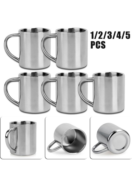 1 Adet 220ML 1-5 Adet Paslanmaz Çelik Kupa Bardak 220ML Kahve Şarap Bira Çay Suyu Çift Duvar Paslanmaz Çelik Kahve Kupa Su Bardakları (Yurt Dışından) fırsatları