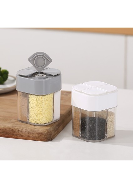 Beyaz 4'ü 1 Arada Plastik Şeffaf Tuz Biber Çalkalayıcı Baharat Dağıtıcı 4 Bölme Barbekü Kamp Baharat Kavanoz Kapaklı Pişirme Için (Yurt Dışından) modelleri