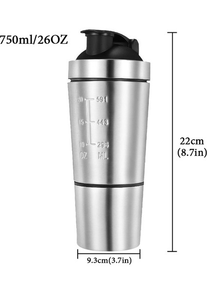Gümüş Yeni Paslanmaz Çelik Bardak Vakum Mikser Açık Içecek Su Isıtıcısı Ayrılabilir Çift Katmanlı Peynir Altı Suyu Protein Tozu Spor Çalkalayıcı Su Şişesi (Yurt Dışından) modelleri