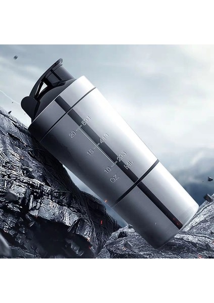 Gümüş Yeni Paslanmaz Çelik Bardak Vakum Mikser Açık Içecek Su Isıtıcısı Ayrılabilir Çift Katmanlı Peynir Altı Suyu Protein Tozu Spor Çalkalayıcı Su Şişesi (Yurt Dışından) fırsatları