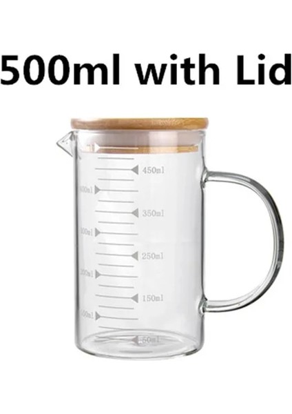 500ML Kapaklı Gıda Sınıfı Borosilikat Cam Ölçüm Bardakları Kapaklı Pot Su Isıtıcısı Mutfak Aksesuarları Ölçüm Sütü Şeffaf Cam Bardak Aşçı Terazisi (Yurt Dışından)