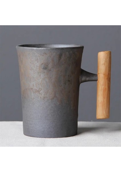 Stil-2 B Japon Tarzı Vintage Seramik Kahve Kupa Bardak Pas Sır Çay Süt Ahşap Saplı Bira Kupa Su Bardağı Ev Ofis Drinkware (Yurt Dışından)