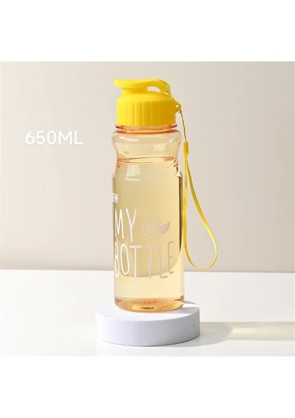 Sarı 650ML 650ML Su Bardağı Spor Su Şişesi Çift Su Bardağı Plastik Taşınabilir Su Deposu Anti-Damla Açık Halat Su Şişesi Hediye Kupa (Yurt Dışından)