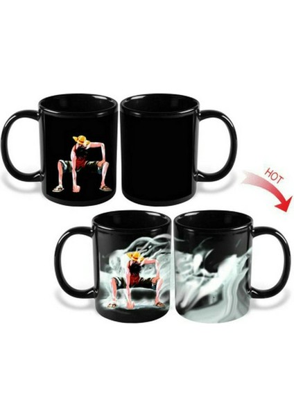 Demir Yumruk 320 ml Yaratıcı Seramik Isıtma Suyu Sıcaklığa Duyarlı Renk Değiştiren Kupa Tek Parça Luffy Film Çevreleyen Kahve Su Bardağı (Yurt Dışından) modelleri