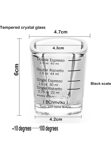 2 Adet Ölçüm Bardağı Cam 60ML Espresso Kahve Onsu Kavurma Kare Pişirme Ölçüm Kabı Ölçekli Cam Ölçüm Kabı (Yurt Dışından)