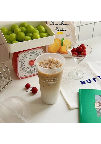 B-470ML-1 Gösterisi Olarak 480/700ML Sevimli Su Şişesi Pipetli Yeniden Kullanılabilir Içme Suyu Şişesi Bpa Içermeyen Şeffaf Kahve Fincanı Süt ve Mocha Cola Suyu Kupaları (Yurt Dışından)
