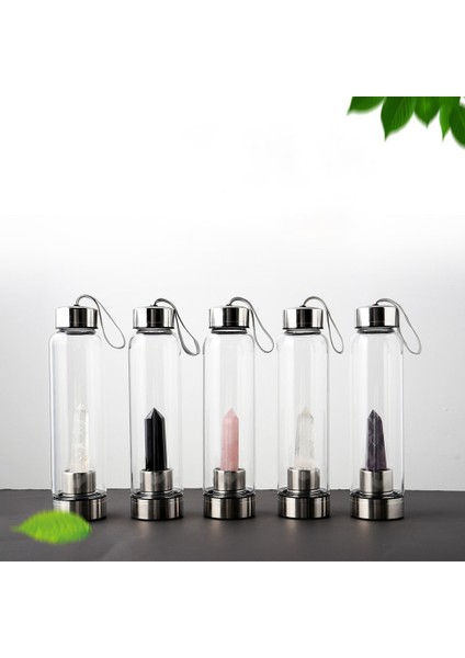 Yeşil Florit 550 ml Su Şişesi Doğal Kristal Taş Elmas Noktası Şifa Dikilitaş Değnek Iksir Kuvars Kristal Mücevher Renkler Su Şişesi Dropshipping (Yurt Dışından) modelleri