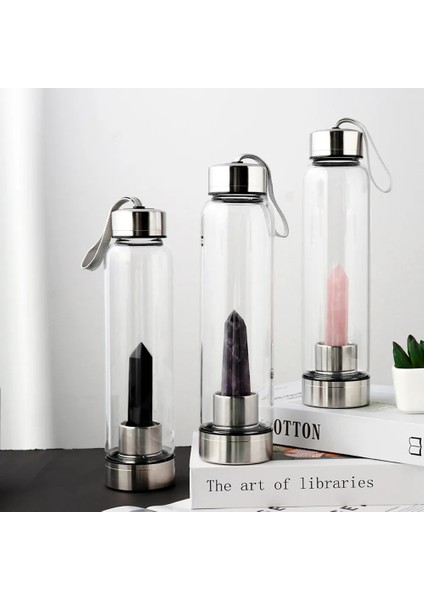 Yeşil Florit 550 ml Su Şişesi Doğal Kristal Taş Elmas Noktası Şifa Dikilitaş Değnek Iksir Kuvars Kristal Mücevher Renkler Su Şişesi Dropshipping (Yurt Dışından) indirimleri