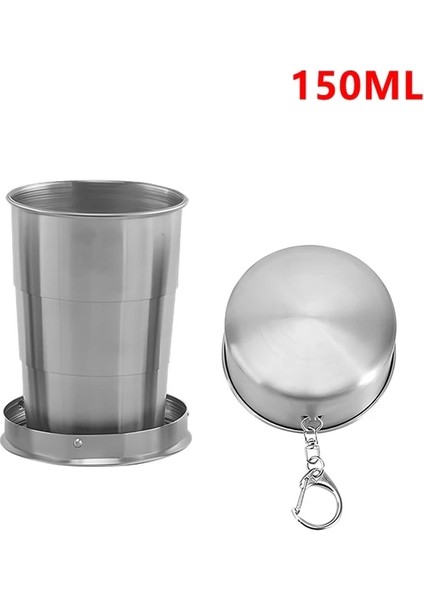 150ML 75/150/250ML Paslanmaz Çelik Katlanır Bardak Taşınabilir Teleskopik Bardak Açık Kamp Tencere Katlanabilir Drinkware Sıkıştırma Fincan (Yurt Dışından)