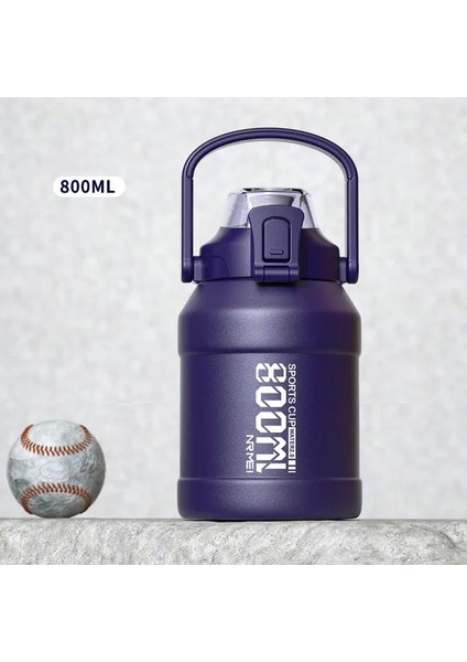 Cq-0.8l-Blue 0.8l-2.0l 2l Su Şişesi Termos Çıkarılabilir Pipetli Şişe, Spor Salonu Için Taşıma Saplı Korunabilir Paslanmaz Çelik Su Şişesi (Yurt Dışından)