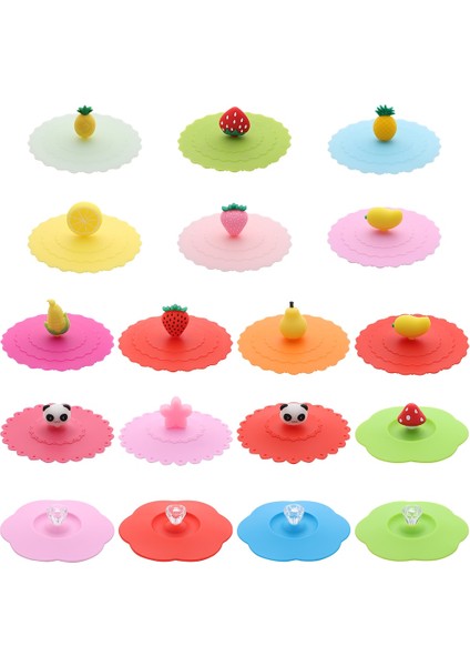 Stil 4 Sevimli Karikatür Meyve Bitki Hayvan Silikon Bardak Kapağı 10 cm Yeniden Kullanılabilir Yumuşak Silika Jel Içecek Su Çay Kahve Kapakları Toz Geçirmez Sızdırmaz (Yurt Dışından) fiyatları