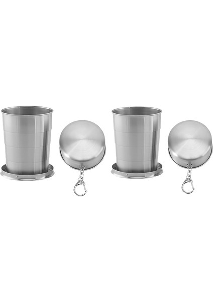2 Adet 75 ml 75/150/250 ml Paslanmaz Çelik Katlanır Bardak Kamp Tencere Geri Çekilebilir Fincan Anahtarlık ile Handcup Taşınabilir Açık Seyahat Kamp (Yurt Dışından)