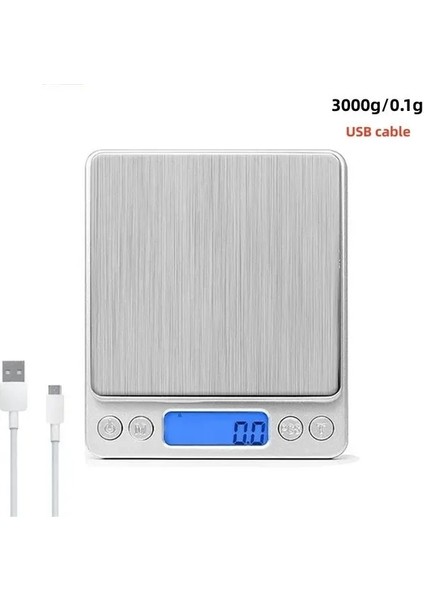 3kg 0.1g USB 0.5/1/2/3kg Elektronik Ev Mutfak Terazisi Gıda Baharat Terazisi Sebze Meyve Ölçüm Terazileri Dijital Takı Tartı (Yurt Dışından)