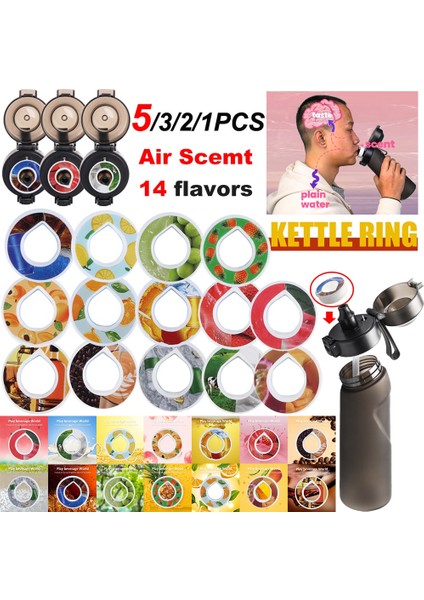 Enerji Içeceği 2pcs 5-1 Adet Kokulu Kapsüller Tatlandırıcı Kapsüller Hava Kokusu 0 Şeker Meyve Aroması Up Tritan Plastik Su Içme Şişesi Lezzet Lezzet Pod (Yurt Dışından)