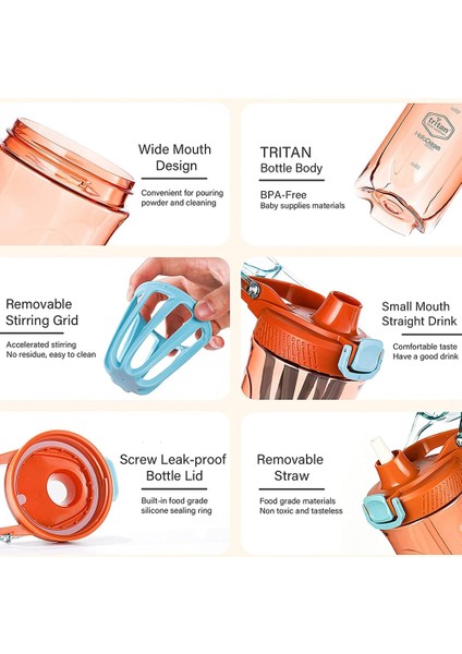 Yeşil 750ML Upors Tritan Shaker Pipetli Şişe Taşınabilir Peynir Altı Suyu Proteini Spor Salonu Mikser Blender Shaker Içme Bardağı Spor Su Şişesi 700/1600ML (Yurt Dışından) fırsatları