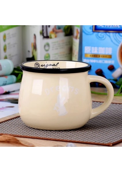 Bej S 150 ml Seramik Kahve Kupa Çay Vintage Yaratıcı Büyük Göbek Orijinal Emaye Süt Kahvaltı Fincan Renk Sır Kupalar Kahve Coffeeware Teaware (Yurt Dışından)