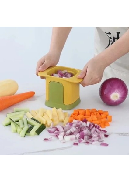 Sarı Çok Fonksiyonlu Sebze Kesicisi Patates Kızartması Kesici Ev El Basınçlı Soğan Dicer Salatalık Patates Dilimleme Mutfak Gereçleri (Yurt Dışından)