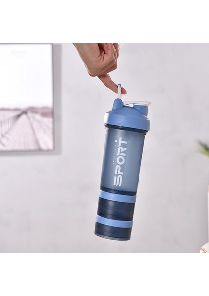 B01 450ML Spor Su Şişesi 500ML Protein Shaker Açık Seyahat Taşınabilir Meyve Suyu Bardağı Toz Kutusu ile Kahve Kupaları Sızdırmaz Içecek Şişesi (Yurt Dışından)