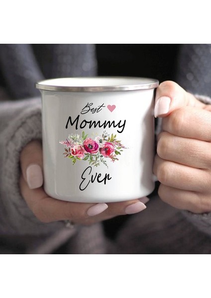 XH2672-A015WH-8 En Iyi Anne Hiç Baskı Kupa Yaratıcı Kahve Çay Bardak Içecek Tatlı Kahvaltı Süt Kupası Emaye Kupalar Kolu Drinkware Anneler Günü Hediyesi (Yurt Dışından)