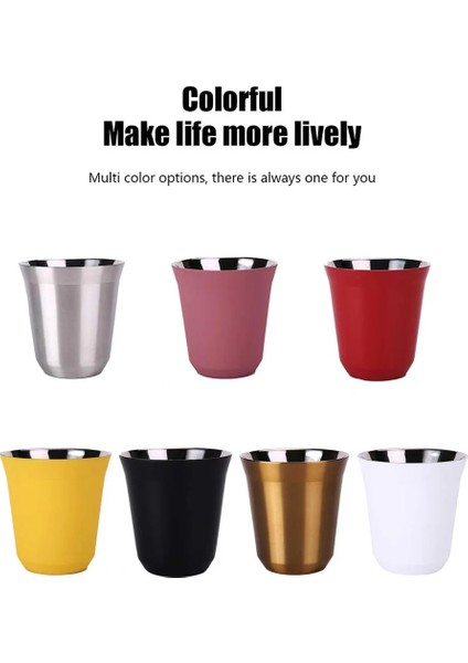 Gök Mavisi 160ML 160ML 304 Espresso Kupalar Paslanmaz Çelik Kahve Süt Su Içecek Kahvaltı Bardak Yalıtımlı Çift Duvar Bulaşık Makinesinde Yıkanabilir Doku (Yurt Dışından)
