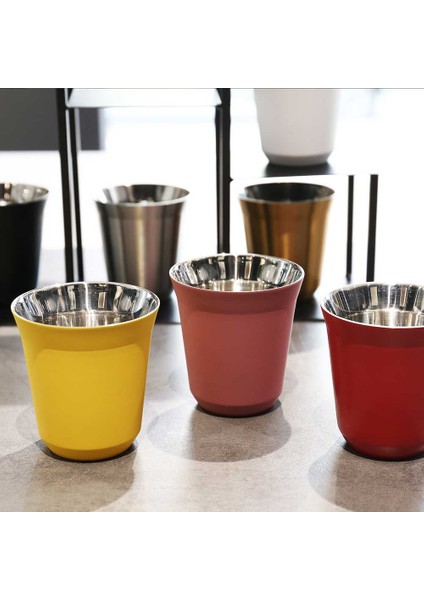 Gök Mavisi 160ML 160ML 304 Espresso Kupalar Paslanmaz Çelik Kahve Süt Su Içecek Kahvaltı Bardak Yalıtımlı Çift Duvar Bulaşık Makinesinde Yıkanabilir Doku (Yurt Dışından)
