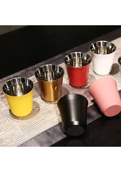 Gök Mavisi 160ML 160ML 304 Espresso Kupalar Paslanmaz Çelik Kahve Süt Su Içecek Kahvaltı Bardak Yalıtımlı Çift Duvar Bulaşık Makinesinde Yıkanabilir Doku (Yurt Dışından)