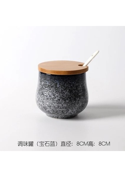 B-1 Adet Seramik Baharat Kavanoz Tuz Şeker Baharat Kavanoz Monosodyum Glutamat Baharat Kutu Seti Vintage Mutfak Malzemeleri Kaşıklı Şeker Kutusu (Yurt Dışından)