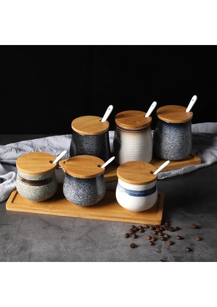 B-1 Adet Seramik Baharat Kavanoz Tuz Şeker Baharat Kavanoz Monosodyum Glutamat Baharat Kutu Seti Vintage Mutfak Malzemeleri Kaşıklı Şeker Kutusu (Yurt Dışından) modelleri