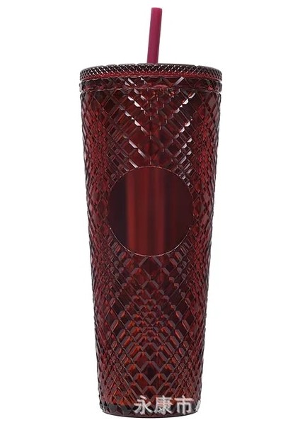 Stil 10 710ML 1pc Elmas Radyant Tanrıça Kupası Logo'lu 710ML Yaz Soğuk Su Bardağı Bardak Samanlı Çift Katmanlı Plastik Durian Kahve Kupa (Yurt Dışından)
