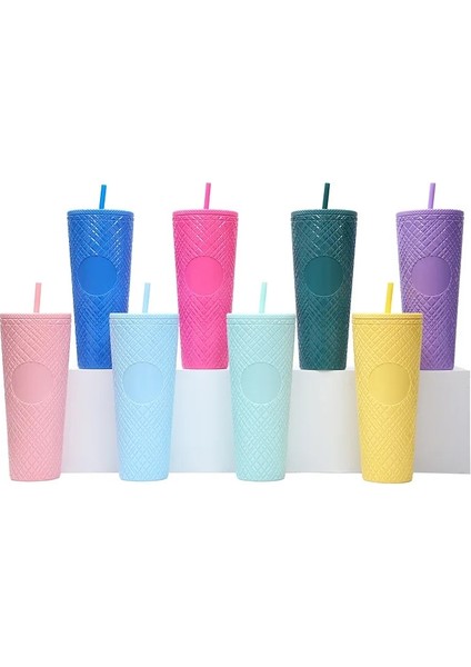 Stil 10 710ML 1pc Elmas Radyant Tanrıça Kupası Logo'lu 710ML Yaz Soğuk Su Bardağı Bardak Samanlı Çift Katmanlı Plastik Durian Kahve Kupa (Yurt Dışından)