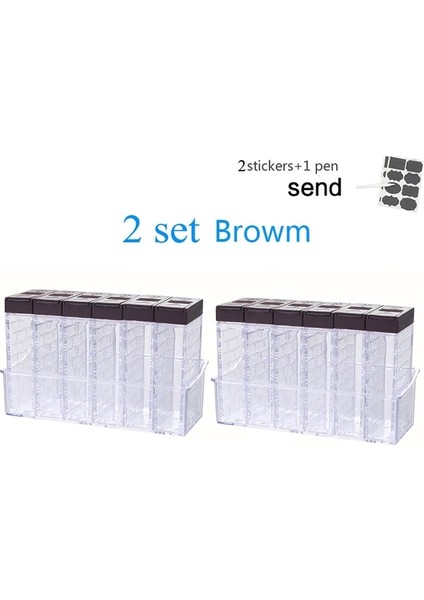 2 Takım Kahverengi Şeffaf Baharat Kavanoz Seti Tuz ve Biber Baharat Şişesi Renkli Kapaklı Mutfak Çeşni Şişe Saklama Kabı Baharat Rafı (Yurt Dışından)