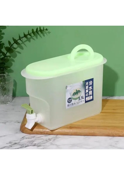 3.5l-Yeşil Musluklu Soğuk Su Isıtıcısı 3.5l Büyük Kapasiteli Buzdolabı Içecek Içecek Dağıtıcısı Yaz Soğuk Su Kovası Plastik Sürahi Drinkware (Yurt Dışından)