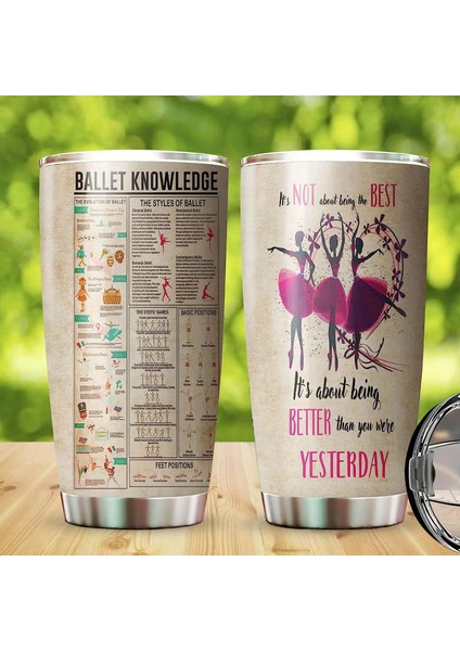 Stil 4 Bale Tema Seyahat Tumbler Bardak Dansçı Kız Çift Duvar Yalıtımlı Kahve Kapaklı Kupa, Kızına Termosteel Tumbler Bardak (Yurt Dışından)