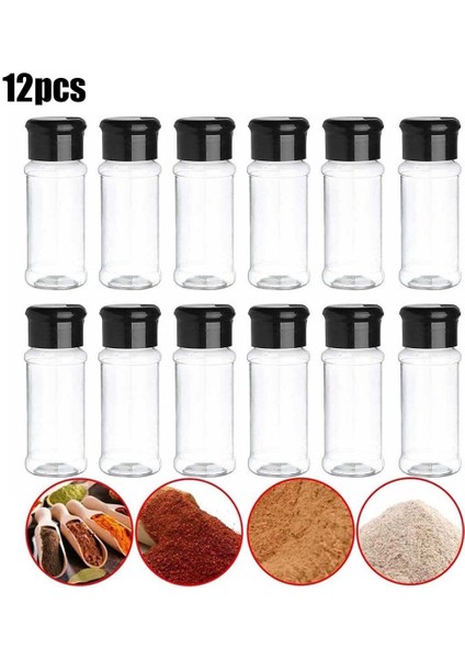 12 Adet Plastik Baharat Tuz ve Karabiber Değirmeni Mutfak Taşınabilir Baharat Kavanoz Kapları Gıda Ot Öğütücüler Alet Şişe (Yurt Dışından)