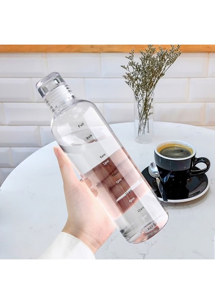 500 Ml-Şeffaf 2l 2l Büyük Kapasiteli Su Şişesi Saman Bardak Degrade Renk Plastik Su Bardakları Zaman Işaretleyici ile Açık Spor Spor Şişe (Yurt Dışından)