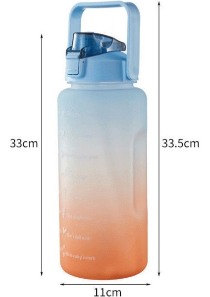 500 Ml-Şeffaf 2l 2l Büyük Kapasiteli Su Şişesi Saman Bardak Degrade Renk Plastik Su Bardakları Zaman Işaretleyici ile Açık Spor Spor Şişe (Yurt Dışından) fiyatları